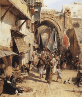 Scène de rue de Jaffa 70x60 cm