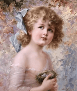 La petite fille au nid 55x75 cm