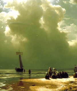 Le débarquement bord de mer 70x80 Cm