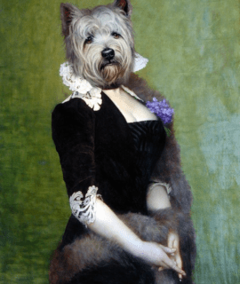 Portrait de chien en baronne 90x65 cm